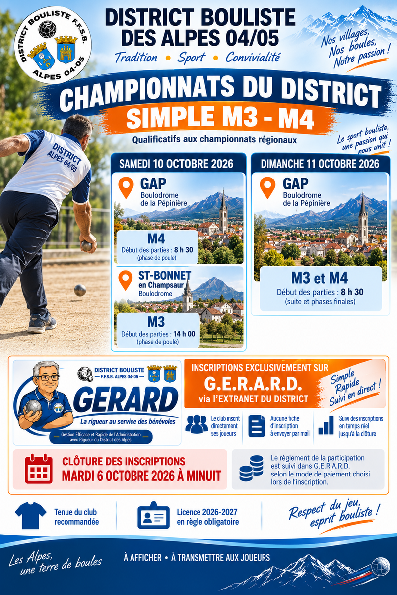 CHAMPIONNAT DU DISTRIC SIMPLES M3-M4