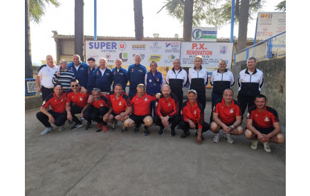 Championnat du District quadrettes M3 - Les 4 équipes qualifiées pour le Championnat Régional (AB Veynoise, Boule Ferrée Gapençaise et les 2 équipes de la Boule Champsaurine)