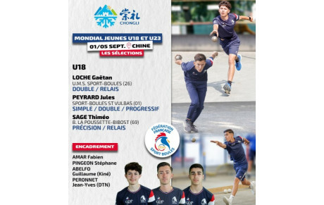 MONDIAL U18 - 1-5 SEPTEMBRE 2026 EN CHINE