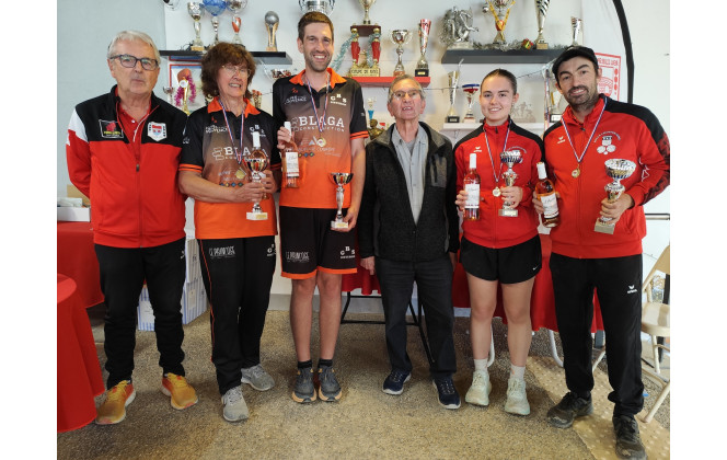 Double Mixte 2026 - Emma ESCALLIER et Jérôme GUEYDAN (Boule Champsaurine) vainqueurs et Claudine et Adrien PAVANELLO ( Grosse Boule Sisteronaise) finalistes.